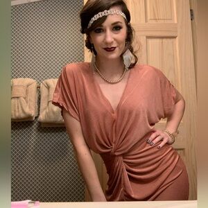 Elegant Rust Dress with Knot Detail